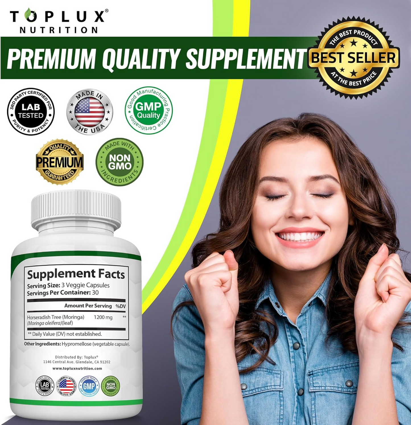 Toplux Moringa Capsules 1200mg-2PC